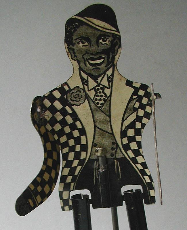 1930 USA Dancing JIGGER Black Man in Tuxedo Tin Toy