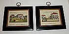 19thC Hand-Colored Mini Lithographs Timmons Residences Macon Illinois