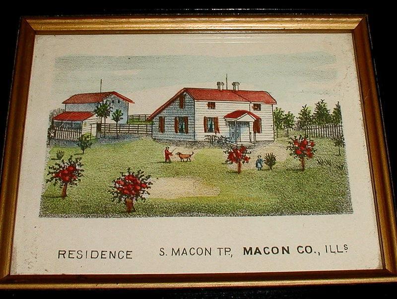19thC Hand-Colored Mini American Folk Art Lithographs Macon Illinois