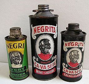 1930s Black Man NEGRITA Negro Belgian Metal Polish Tins