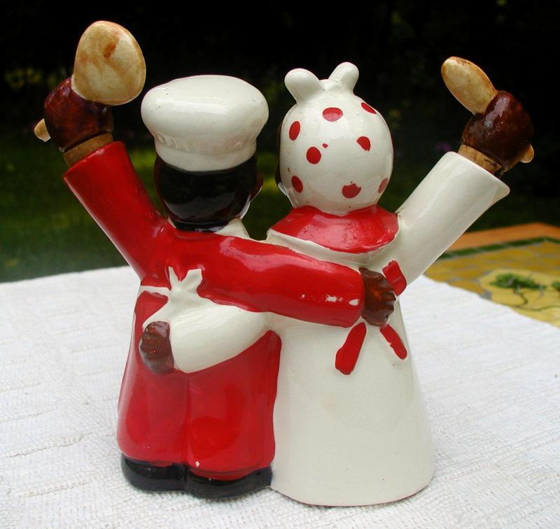 1940s Japan Black Mammy + Male Chef Oil Vinegar Cruet