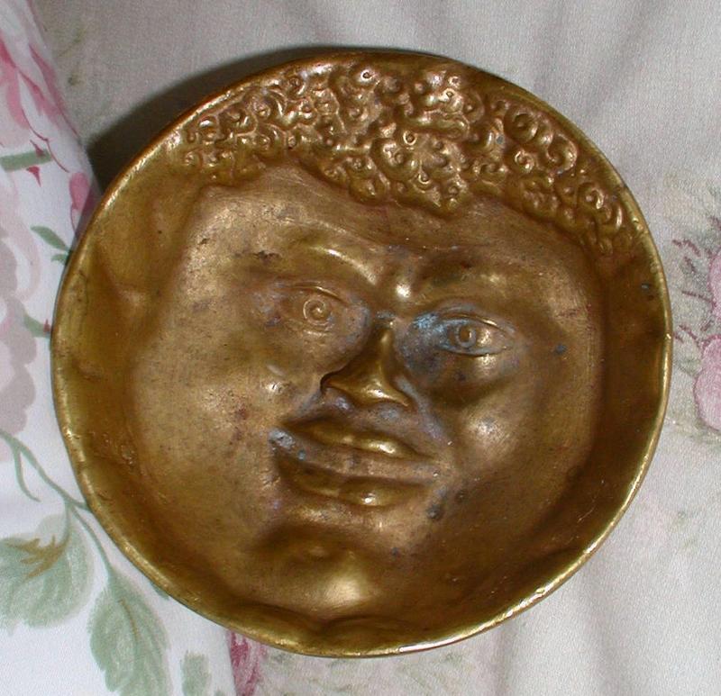 C1880s SLAVE FACE Bowl in Brass VERY RARE Black Americana