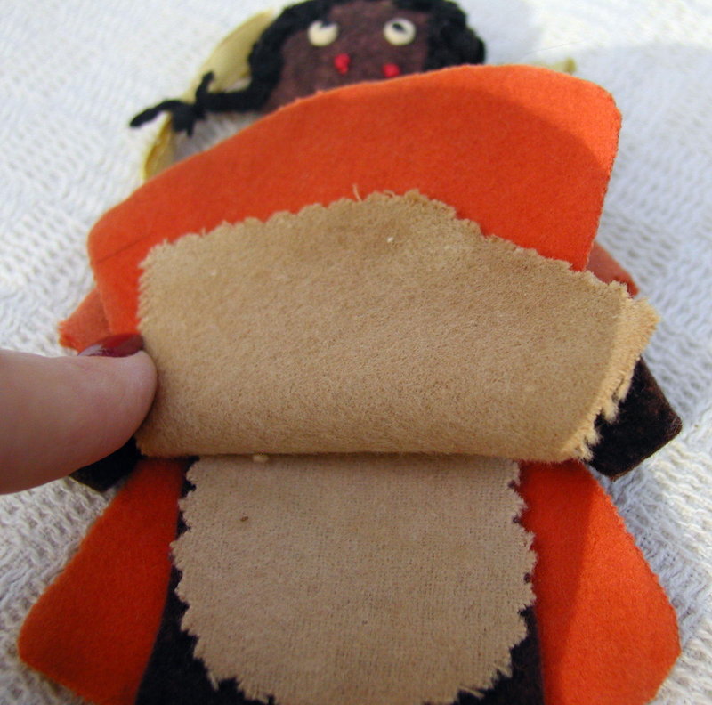 1940s Pigtailed Black Girl Wool Felt Sewing Needle Case