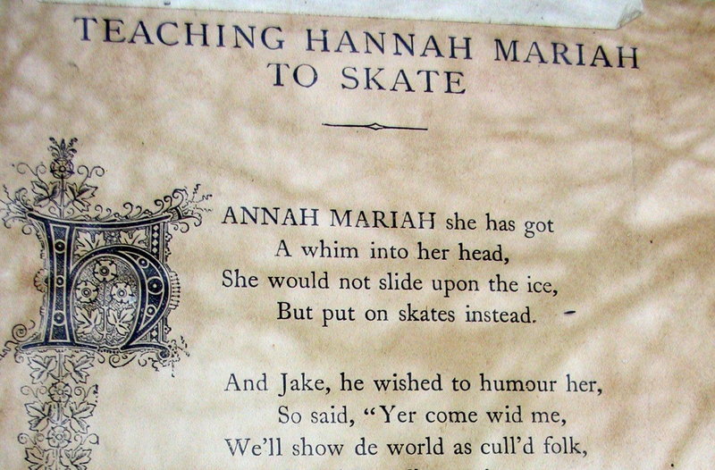 1907 Framed Black Americana Lithograph Teaching Hannah Mariah To Skate