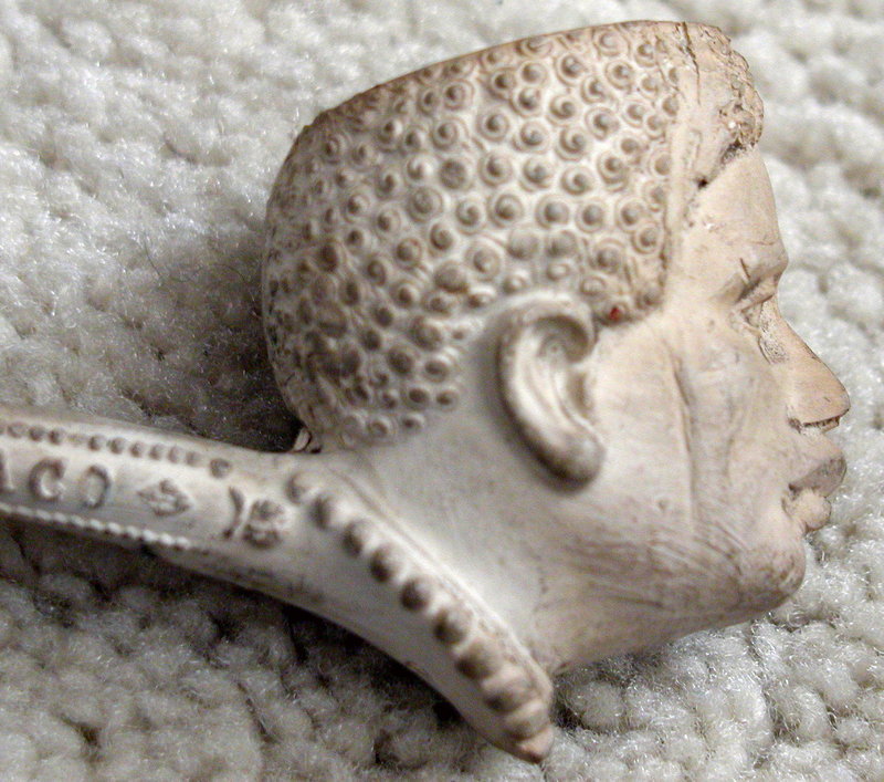 C1920s French Clay Tobacco Pipe w/ Black Man Head