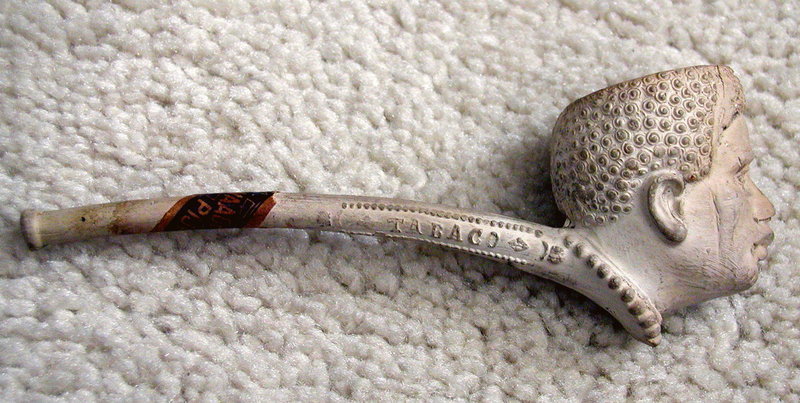 C1920s French Clay Tobacco Pipe w/ Black Man Head