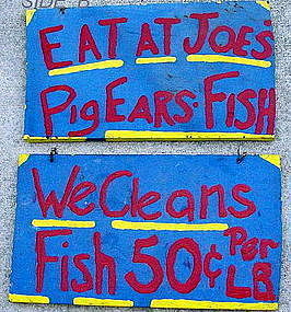 Two C1960s OUTSIDER ART Black Americana EAT AT JOES Advertising Signs