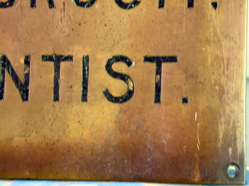 Wonderful early 20thC Brass DENTIST Sign &quot;James H. Groom&quot; w/Provenance