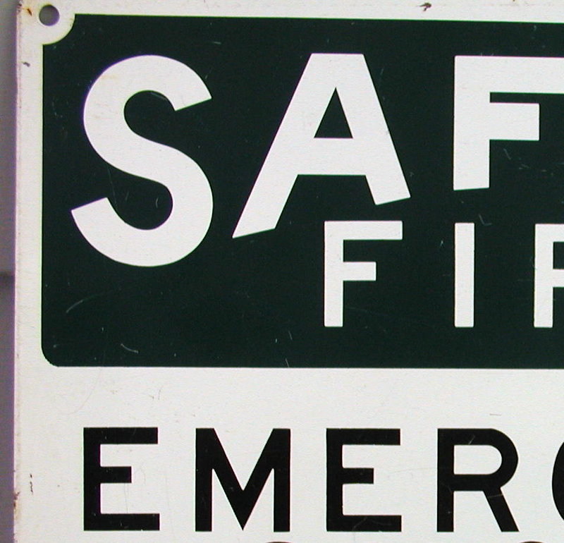 C1950 Laboratory &quot;SAFETY FIRST&quot; EYE Emergency Sign Painted Metal