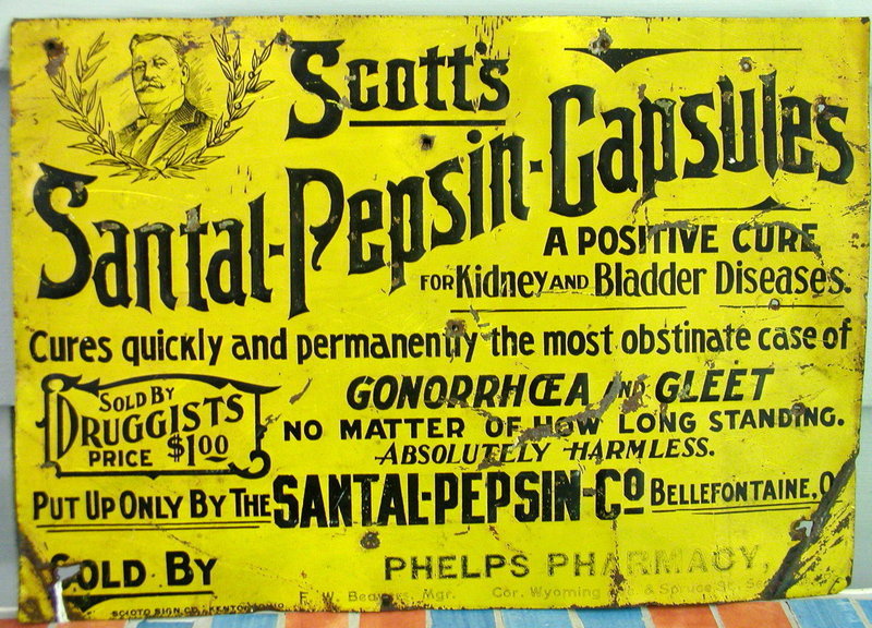 1880 VD Gonorrhea Gleet Kidney CURE Drug Store Tin Sign