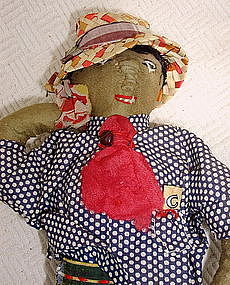 1930s Wonderfully Hand-Stitched Black Man Cloth Doll