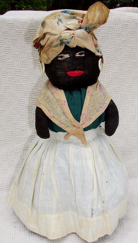 Fab 1930s Hand-Stitched Black Mammy Milk Bottle Doll RW Tripp Dairy
