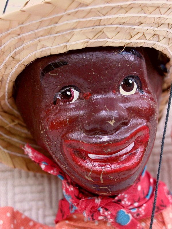 1940s Composition Black Americana Boy Marionette Puppet