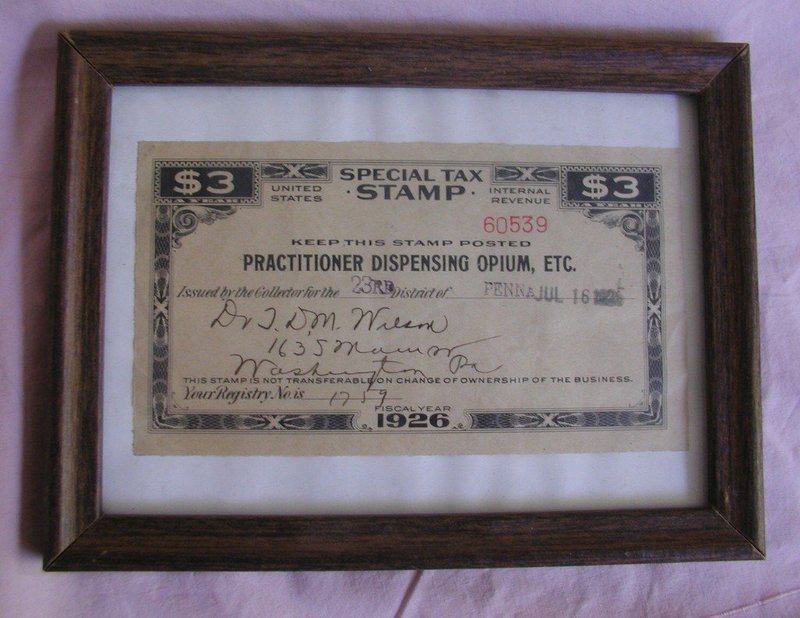 1875-1926 Opium + AMA Forms,Brass Office Sign T.D.M Wilson MD + Photo