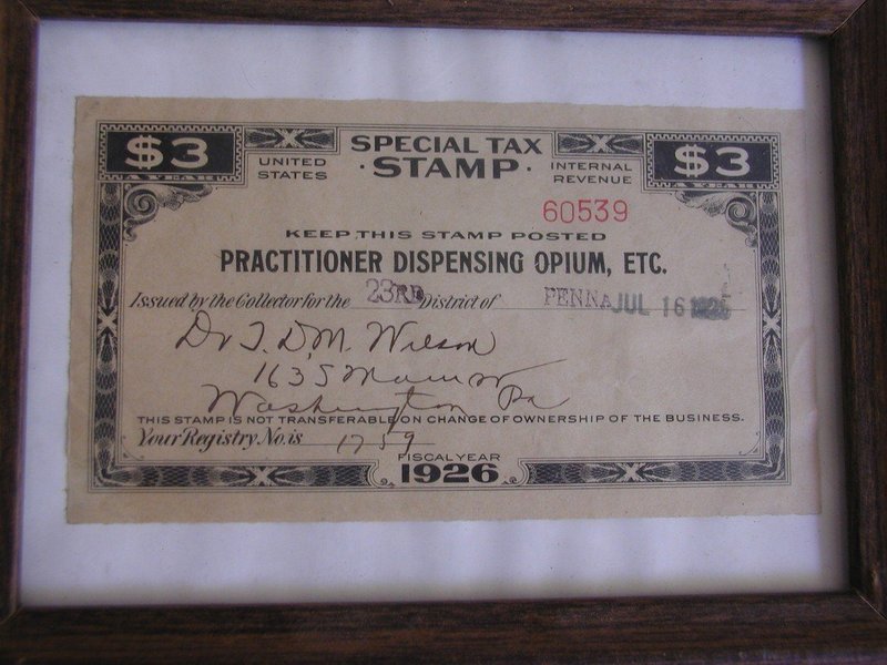 1875-1926 Opium + AMA Forms,Brass Office Sign T.D.M Wilson MD + Photo