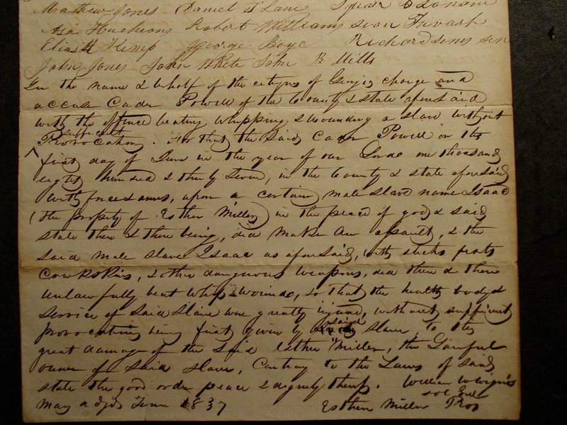 May 1837 Georgia Deed - Whipping Negro Slave w/o Cause