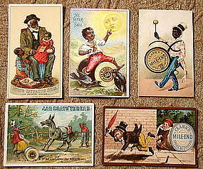 FAB Group of 5 1880-90's Black Memorabilia Trade Cards
