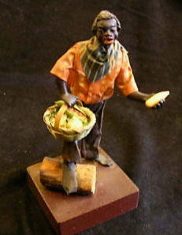 1920 New Orleans Vargas Wax Black Doll Vegetable Seller