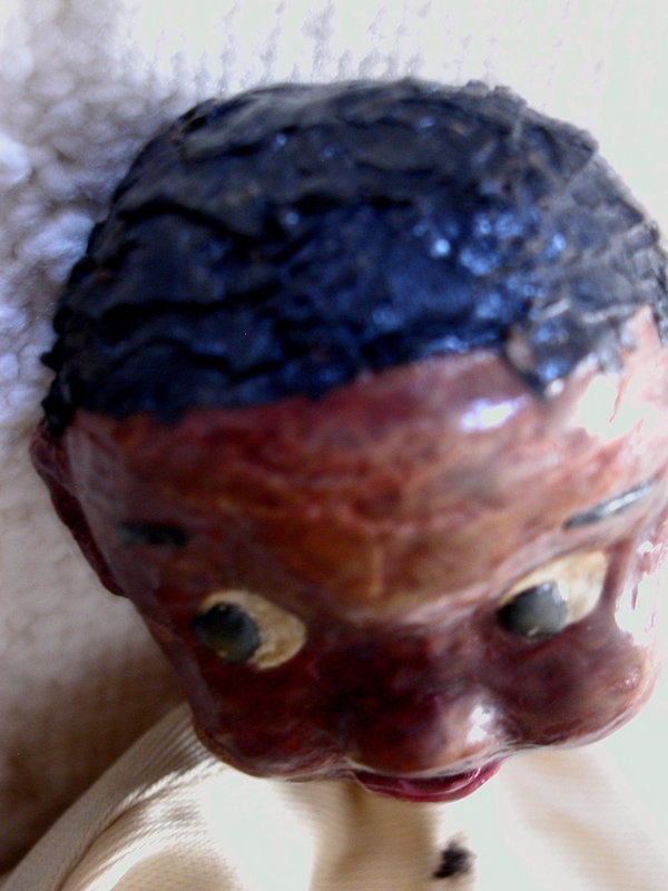 1950s Artisan Crafted Papier Mache Black Americana Boy Puppet Folk Art