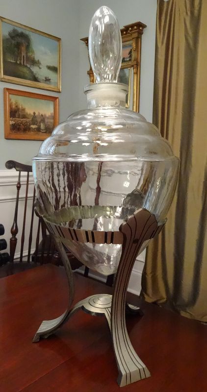 Fabulous 1920s Art Deco Apothecary Pharmacy Show Globe with Stand