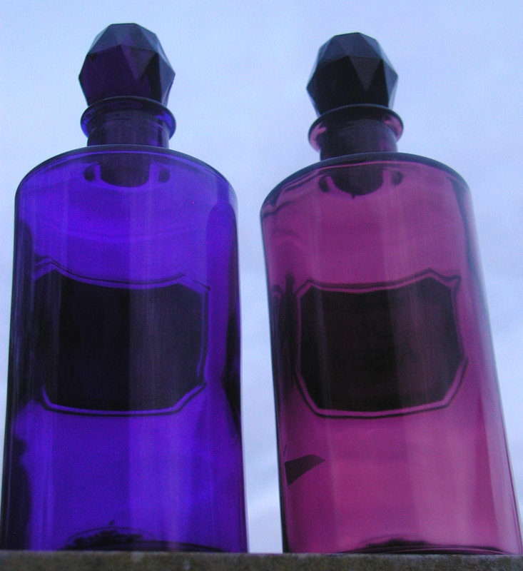 19thC Amethyst ARSENIC Cobalt OPIUM Apothecary Bottles