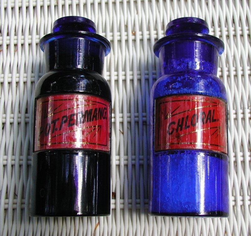 Exquisite 1890 Cobalt Blue Poison Apothecary Bottles