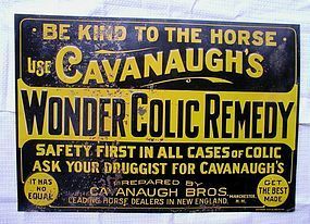 1930s Vintage Veterinary Medicine Horse Remedy Tin Sign