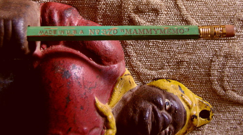C1900 Cast Iron Antique Mammy Memo Board w/Pencil