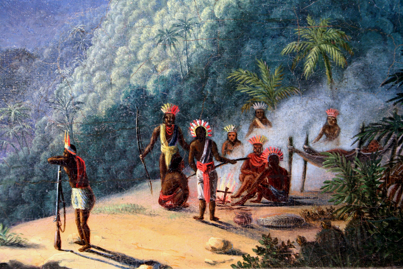 Caribbean Indians Around a Campfire