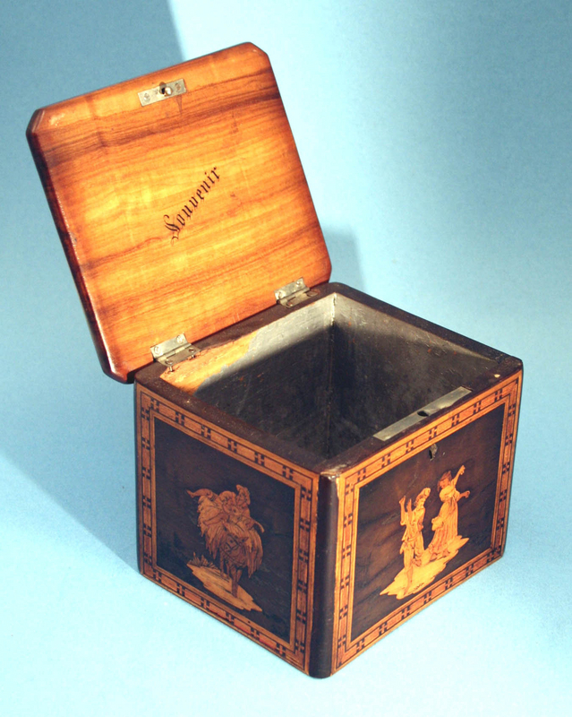 Antique Sorrento Ware Marquetry Tea Caddy