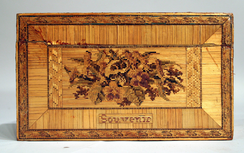 Antique French Straw Work Souvenir Box