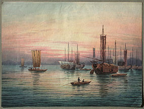 Chinese Export View of a  Harbor