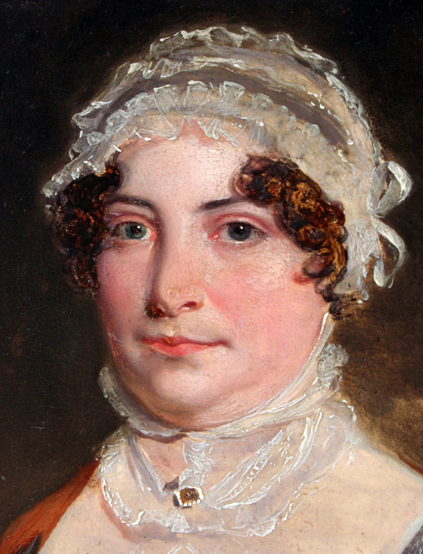 Charming English Portrait of a Woman in Lace Cap