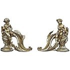 Pair of Antique French Gilt Bronze Fireplace Chenet or Andirons