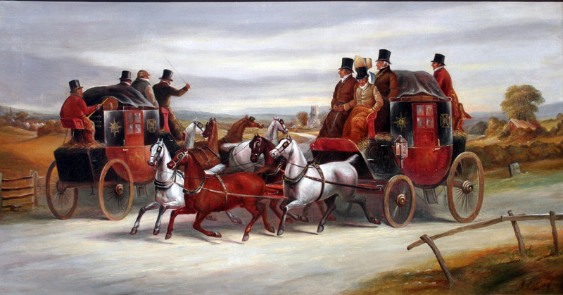 Coaching Painting by James Pollard (British 1792-1867)