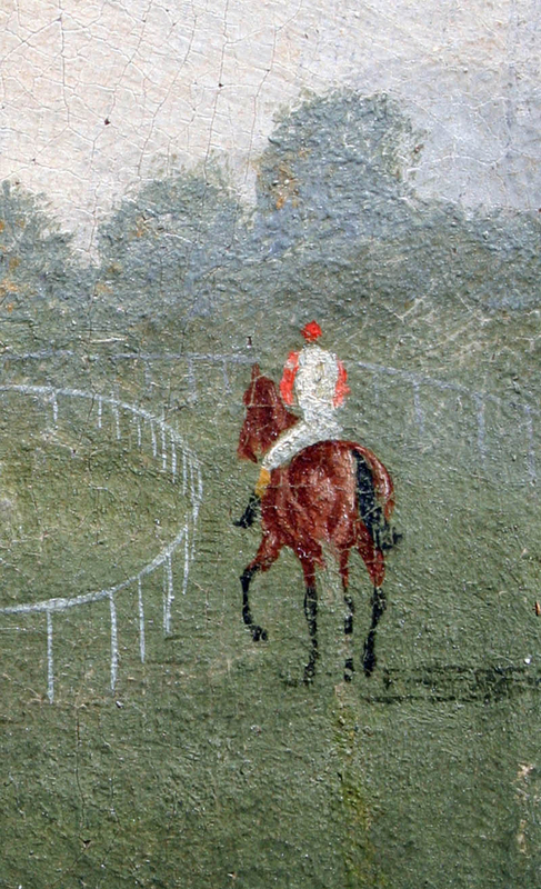 19th Century British Painting of a Jockey Galloping a Horse