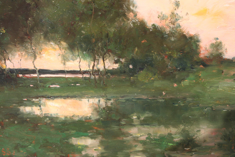 Marsh Landscape Painting by Max Weyl with interesting provenance