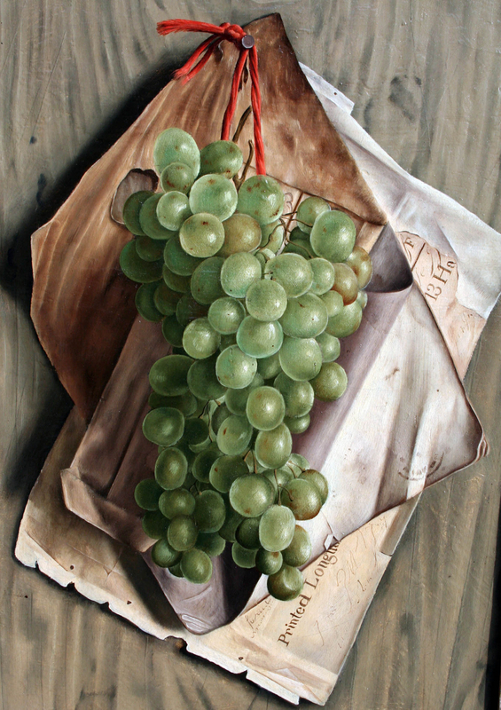 Trompe L’oeil Still Life of Grapes by Aimé Barraud ,Swiss born 1902