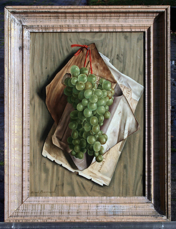 Trompe L’oeil Still Life of Grapes by Aimé Barraud ,Swiss born 1902