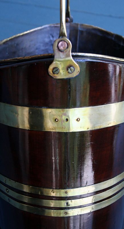 Fine 18th Century English Brass and Mahogany Peat Bucket