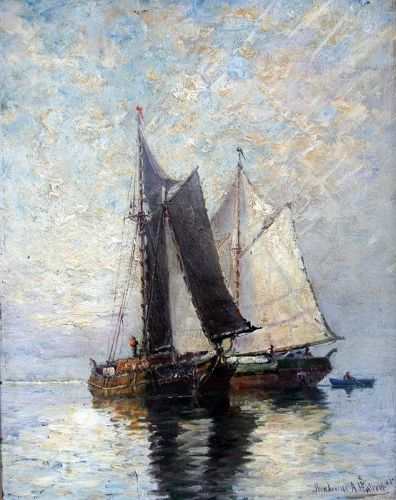 Marine Painting by Hendricks A. Hallett (American 1847-1921 )