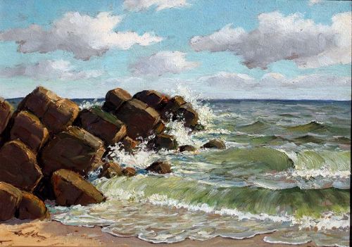Florida Beach Scene by Benson Bond Moore (American 1882-1974)