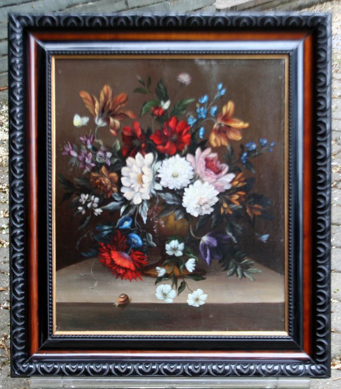 Dutch Still Life with Flowers on a Marble Ledge