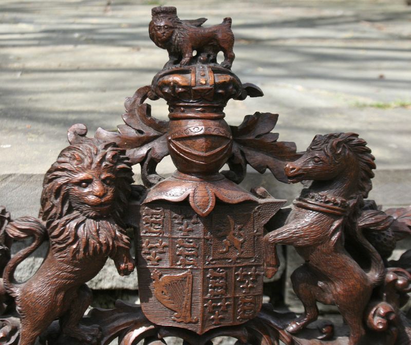 Antique Carved Wood Royal Coat of Arms