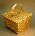 Antique Woven Brass Tea Caddy
