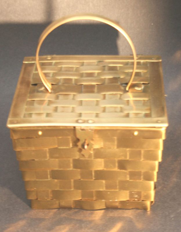 Antique Woven Brass Tea Caddy