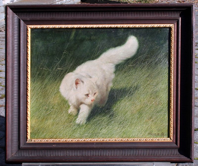 White Cat in the Tall Grass by Arthur Heyer