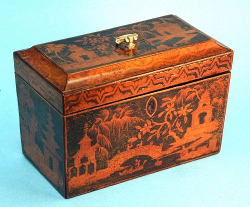 Antique Regency Penwork Tea Caddy