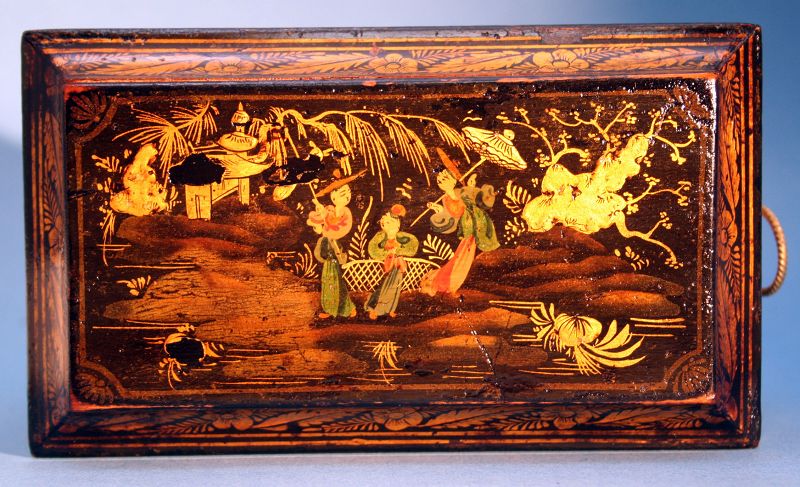 Period Regency  Chinoiserie Decorated Tea Caddy