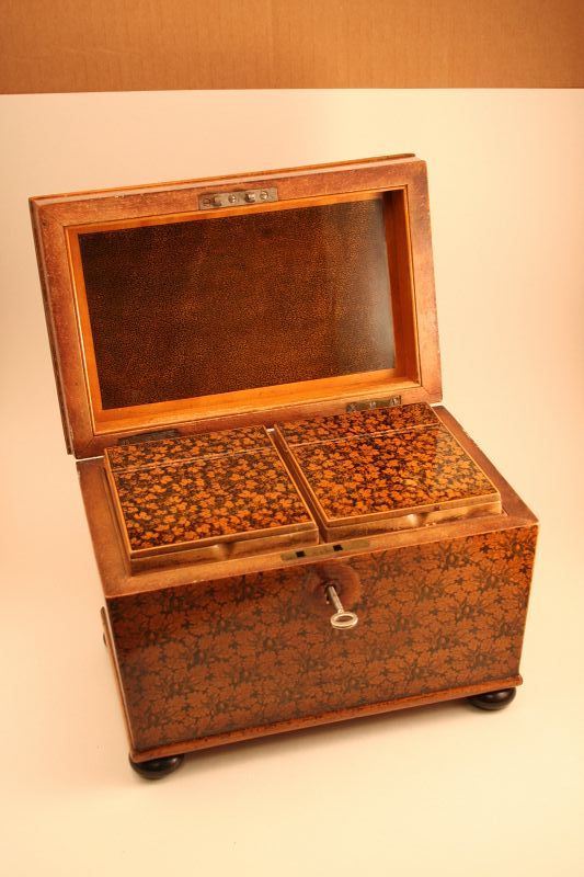 Scottish Penwork Tea Chest attributed to Charles Stiven of Selkirk
